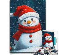 Adult Puzzle Smiling Snowman Winter 1000pcs (38x26cm) Jigsaw | A printed paper puzzle during family time for screen-free time.