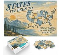 Adult Puzzle States I've Been To Map 1000pcs (38x26cm) | For puzzle lovers on Christmas morning: Adult jigsaw puzzle with 1000 pieces suits quiet moments between celebrations.