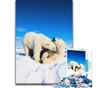 Adult Puzzle Two Polar Bears in Arctic Landscape 1000pcs (38x26cm) | Choose a gift for jigsaw fans for cold-weather weekends for calm winter leisure.