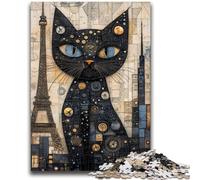 Adult Puzzles 1000 Pieces Abstract Cat Learning Educational Toys Family Games Enhance Love between Couples 50x75cm