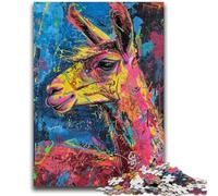 Adult Puzzles 1000 Pieces Alpaca Graffiti Family Game Stress Reliever Difficult Challenge Artists Collection, Fine Art 26x38cm