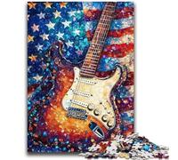 Adult Puzzles 1000 Pieces American Flag Guitar Family Fun for Is Ideal As A Gift for The Whole Family for And Age 14 Years Up 50x75cm