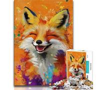 Adult Puzzles 1000 Pieces Animal Happy Fox Puzzles for Teenagers,is Ideal As Gifts for The Whole Family Suitable for And 14 (size 75x50cm)
