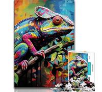Adult Puzzles 1000 Pieces Art Chameleon,Help The Brain Exercise Addictive Toys to Cultivate Patience Gift For Birthdays (38x26cm)