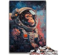 Adult Puzzles 1000 Pieces Astronaut Monkey Challenging Game And Family Play with Fully Interlocking Randomly Shaped Pieces 50x75cm