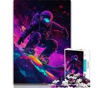 Adult Puzzles 1000 Pieces Astronaut Space Surfing Puzzles for Adults,Artistic Wall Decor & Birthday Gift Idea for Friends, Home Office (size 75x50cm)