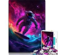 Adult Puzzles 1000 Pieces Astronaut Surfing,Help The Brain Exercise Addictive Toys to Cultivate Patience Gift For Birthdays (38x26cm)