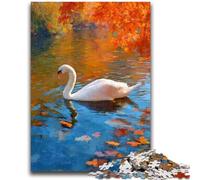 Adult Puzzles 1000 Pieces Autumn Swans Teenager Jigsaw,Family Activity Fun at Home Activities, Birthday Present,Travel Gifts (38x26cm)