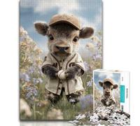 Adult Puzzles 1000 Pieces Baby Buffalo,Help The Brain Exercise Addictive Toys to Cultivate Patience Gift For Birthdays (38x26cm)