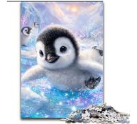 Adult Puzzles 1000 Pieces Baby Penguin, Stress Relief with Fully Interlocking Randomly Shaped Pieces for And 14 Years Old (Size 50x75cm)