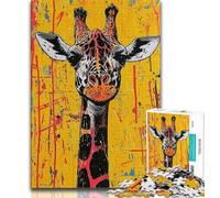 Adult Puzzles 1000 Pieces Basquiat Giraffe Teenager Jigsaw,Family Activity Fun at Home Activities, Birthday Present,Travel Gifts 26x38cm