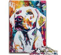 Adult Puzzles 1000 Pieces Basquiat-style Labrador 1000 Piece Jigsaw,Stress Reliever Difficult Challenge Unique Home Decor And Gifts (38x26cm)