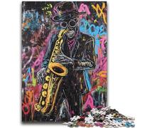 Adult Puzzles 1000 Pieces Basquiat-style Saxophone Player Challenging Game And Family Play for Is Ideal As A Gift for The Whole Family 26x38cm