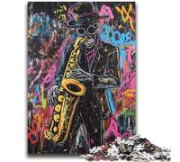 Adult Puzzles 1000 Pieces Basquiat-style Saxophone Player Family Fun for Is Ideal As A Gift for The Whole Family for And Age 14 Years Up 50x75cm