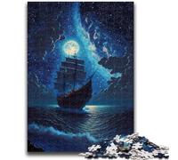 Adult Puzzles 1000 Pieces Beautiful Pirate Ship Puzzles for Teenagers,Educational Games Home Decoration Birthday Present, Gifts, Wall Art (38x26cm)