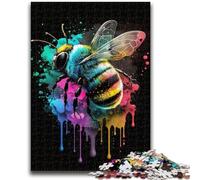 Adult Puzzles 1000 Pieces Bee Painting Challenging To Complete But Fun And Humorous with Matching Poster And Trivia Sheet 50x75cm