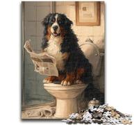 Adult Puzzles 1000 Pieces Bernese Mountain Dog in The Toilet Teenager Jigsaw,Family Activity Fun at Home Activities, Birthday Present,Travel Gifts (50x75cm)