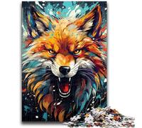 Adult Puzzles 1000 Pieces Bizarre Colorful Fox for 14+ Unique Challenge Game Family Games Christmas Birthday Gifts 26x38cm