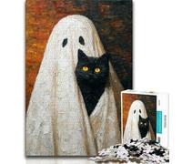 Adult Puzzles 1000 Pieces Black Cat And Ghost Puzzles for Teenagers,is Ideal As Gifts for The Whole Family Suitable for And 14 (size 75x50cm)