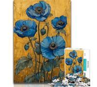 Adult Puzzles 1000 Pieces Blue Poppy Flowers Teenager Jigsaw,Educational Games Home Decoration Birthday Present, Gifts, Wall Art 38x26cm