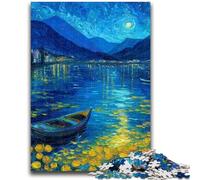 Adult Puzzles 1000 Pieces Boat Under The Night Sky for Ages 14 And over Fun Games Fun Activities at Home, Birthday Gifts, Travel Gifts 50x75cm