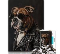 Adult Puzzles 1000 Pieces Bulldog in Coat,Challenging Game And Family Play with Fully Interlocking Randomly Shaped Pieces (38x26cm)