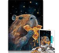 Adult Puzzles 1000 Pieces Capybara Eats Pizza Teenager Jigsaw,Family Activity Fun at Home Activities, Birthday Present,Travel Gifts 26x38cm