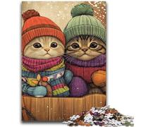 Adult Puzzles 1000 Pieces Cat Couple Challenging Game Toys Deal As Gifts for The Whole Family for Ages 14+ 26x38cm