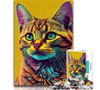 Adult Puzzles 1000 Pieces Cat Pop Art Animal Face Puzzles for Adults,Educational Games Home Decoration Suitable for Desktop Decoration (size 38x26cm)