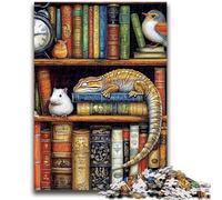 Adult Puzzles 1000 Pieces Chameleon on Bookshelf for Ages 14 And over Fun Games Fun Activities at Home, Birthday Gifts, Travel Gifts 50x75cm