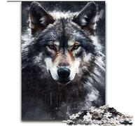Adult Puzzles 1000 Pieces Charcoal Wolf Portrait, for Age 14+ Suitable for Couples Fun at Home Activities, Birthday Present,Travel Gifts (Size 26x38cm)
