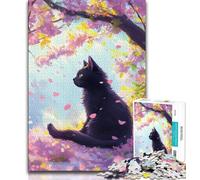Adult Puzzles 1000 Pieces Cherry Blossom Tree Cat,Help The Brain Exercise Addictive Toys to Cultivate Patience Gift For Birthdays (38x26cm)