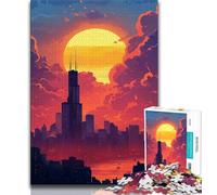 Adult Puzzles 1000 Pieces Chicago City Teenager Jigsaw,Challenging Family Activity Games DIY Toy for Home Wall Decor Gifts (size 75x50cm)