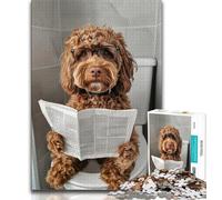 Adult Puzzles 1000 Pieces Cocker Spaniel on The Toilet 1000 Pieces for Adults,Decompressing Intellectual Educational Toy Birthday Gift (size 38x26cm)