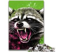 Adult Puzzles 1000 Pieces Colorful Art Raccoon Teenager Jigsaw,Educational Games Home Decoration Birthday Present, Gifts, Wall Art (50x75cm)