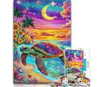 Adult Puzzles 1000 Pieces Colorful Turtle Teenager Jigsaw,Family Activity Fun at Home Activities, Birthday Present,Travel Gifts 26x38cm