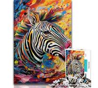 Adult Puzzles 1000 Pieces Colorful Zebras Puzzles for Adults,Educational Games Home Decoration Suitable for Desktop Decoration (size 75x50cm)