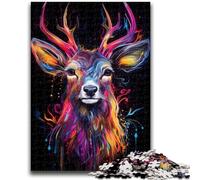 Adult Puzzles 1000 Pieces Colourful Graffiti Deer 1000 Piece Jigsaw,Stress Reliever Difficult Challenge Unique Home Decor And Gifts (38x26cm)
