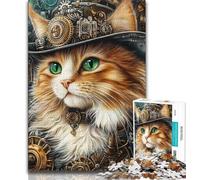 Adult Puzzles 1000 Pieces Cowboy Cat,Help The Brain Exercise Addictive Toys to Cultivate Patience Gift For Birthdays 75x50cm