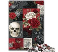 Adult Puzzles 1000 Pieces Crow Skeleton Family Game Stress Reliever Difficult Challenge Artists Collection, Fine Art 26x38cm