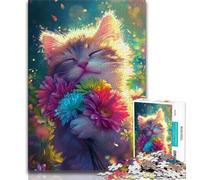 Adult Puzzles 1000 Pieces Cute Anime Cat 1000 Pieces for Adults,Decompressing Intellectual Educational Toy Birthday Gift (size 38x26cm)