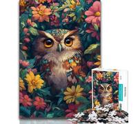Adult Puzzles 1000 Pieces Cute Owl Flowers Puzzles for Adults,Educational Games Home Decoration Suitable for Desktop Decoration (size 75x50cm)