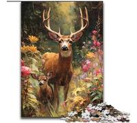 Adult Puzzles 1000 Pieces Deer in The Jungle Challenging To Complete But Fun And Humorous Unique Birthday And Gifts 26x38cm