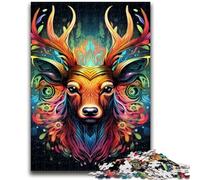 Adult Puzzles 1000 Pieces Deer Psychedelic Art Teenager Jigsaw,Educational Games Home Decoration Birthday Present, Gifts, Wall Art (50x75cm)