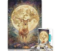 Adult Puzzles 1000 Pieces Deer Under The Moon Teenager Jigsaw,Family Activity Fun at Home Activities, Birthday Present,Travel Gifts 75x50cm