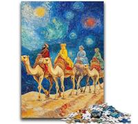 Adult Puzzles 1000 Pieces Desert Caravan with Camels Challenging Game And Family Play for Is Ideal As A Gift for The Whole Family 26x38cm