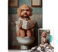 Adult Puzzles 1000 Pieces Dog Sitting on The Toilet,Help The Brain Exercise Addictive Toys to Cultivate Patience Gift For Birthdays (75x50cm)