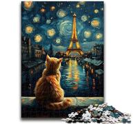 Adult Puzzles 1000 Pieces Eiffel Cat Teenager Puzzles,Challenging Game Gifts for Is Ideal As A Gift for The Whole Family (50x75cm)