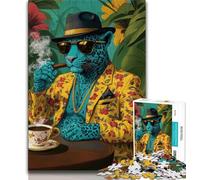 Adult Puzzles 1000 Pieces Fashion Leopard,Challenging Game And Family Play with Fully Interlocking Randomly Shaped Pieces (38x26cm)