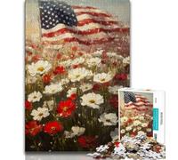 Adult Puzzles 1000 Pieces Field of White Red Flowers, for Educational Game Challenge Toy,gifts for Friends And Family for for Age 14 38x26cm